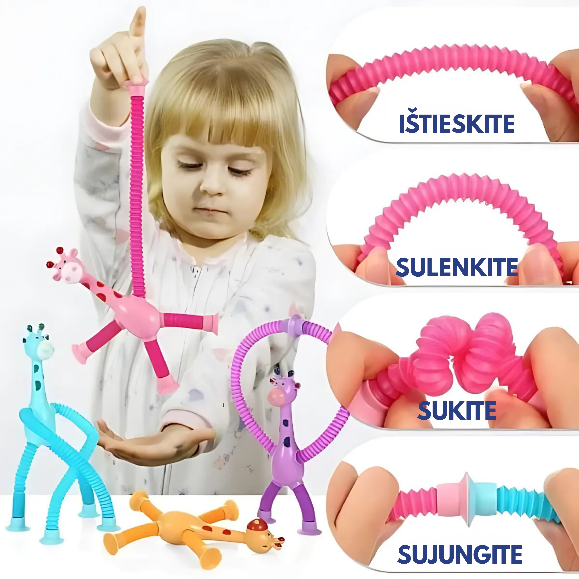StretchyGiraffe™ – Jutiminis Žaislas Su Siurbtuku