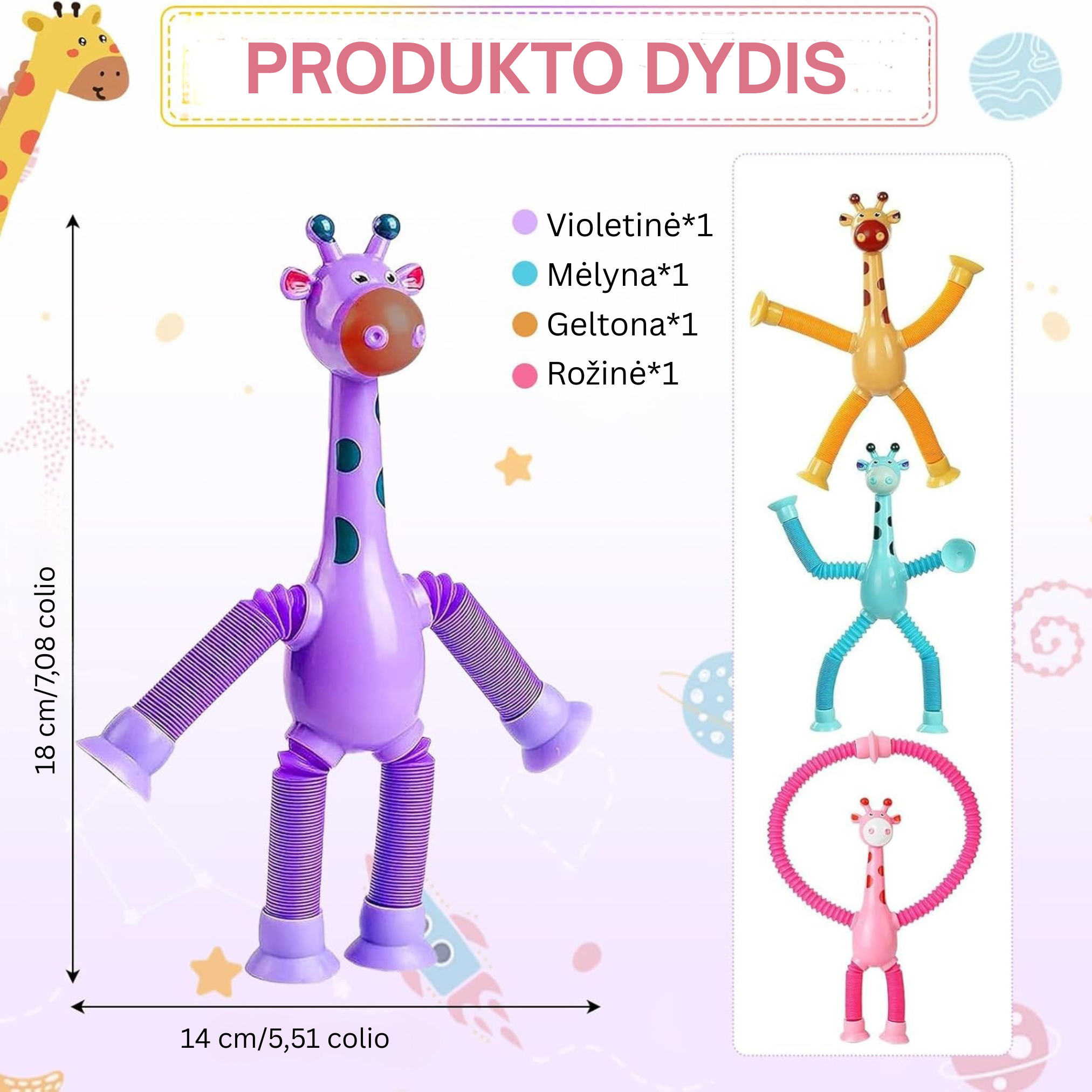 StretchyGiraffe™ – Jutiminis Žaislas Su Siurbtuku
